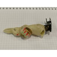 Елочная игрушка заяц с барабаном толстое тяжелое стекло