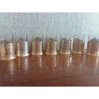 Подстаканники " Зубр "7 штук+стаканы без ободка.См.фото.