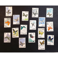 Китай КНР 1963 г. Бабочки. Фауна, 17 марок #0244-Ф1P47