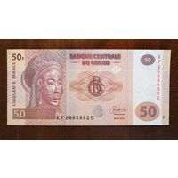 Конго (ДР) 50 франков 2022 г., P:97b, надпечатка см. в описании лота