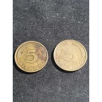 ФРГ 5 пфеннигов 1990 J A