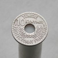 Тунис. "Французский протекторат" 10 сантимов 1920