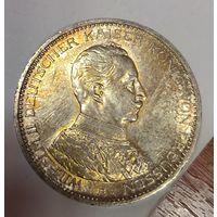 С рубля без мц! 5 марок 1914 мундир Пруссия круп. серебро золотистая