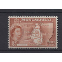 Монтсеррат / Montserrat 1953 ** 3c, Карта, марка из серии