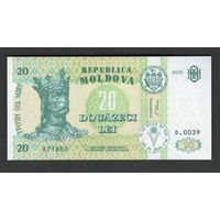 Молдова 20 лей 2005 года. Тип P-13g. Состояние UNC