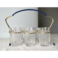 Стаканы хрусталь в подставке ГДР винтаж