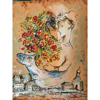 Панно на льняном холсте масло