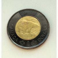 Канада 2 доллара 2022 г. Чёрный доллар. Траурный доллар. Чествование королевы Елизаветы II.