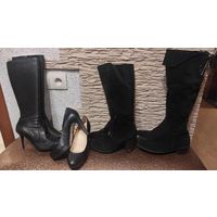 4 пары обуви на 37 размер. Цвет черный, разные сезоны. Продаю за 130 за 4 пары. Обувь идет размер в размер.