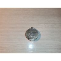 Значок с лыжных соревнований, Зап., Европа, серебро, диаметр 2.5 см., клеймо.
