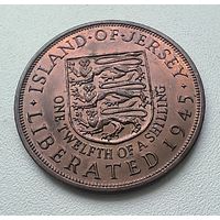 Джерси 1/12 шиллинга 1945 г. Король Георг VI 1-14-6