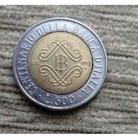 Werty71 Италия 500 лир 1993 биметалл 100 лет Банку Италии