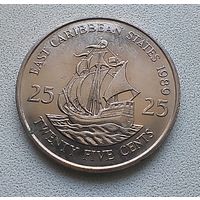 Восточные Карибы 25 центов, 1989  6-9-1