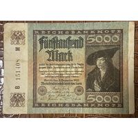 Банкнота 5000 марок 1922 год. Веймарская республика.