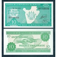 Бурунди 10 франков 1991-2005 год, UNC