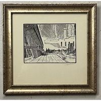 Асецкий Л.П "Ля палаца спорту", линогравюра. Размер 24х25 см