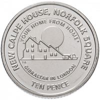 Гибралтар 10 пенсов, 2018 ВA Дом Гибралтара в Лондоне UNC