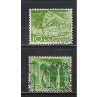 Швейцария 1949 Зубчатая желдорога вокруг Скалы Ней Желдор виадук Ландвассер в Филизур #531,539