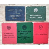 Военный билет подполковника, участника ВОВ и другие его документы. 1