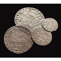 4 МОНЕТЫ РП 1624 г. (6 ГРОШЕЙ, ОРТ, ПОЛТОРАК, СОЛИД) СИГИЗМУНД III (1587-1632г.г.)