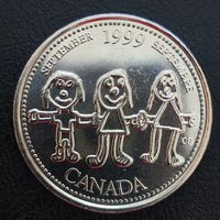 Канада 25 центов 1999 г. Сентябрь 1999. Мир глазами детей (1.6.12).