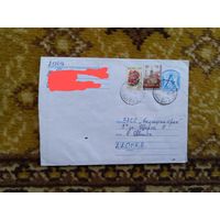 2012 Беларусь конверт с маркой 50 руб первый выпуск блестящая бумага гашение Овсянка Могилёв обл фауна птицы