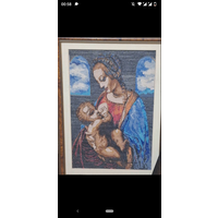 Картина вышивка ручная работа Мадонна с младенцем