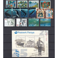Фауна и др. Фареры (Дания). 2001. 14 марок и 1 блок. Michel N 391-395, 402-413, бл10 (34,4 е).