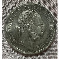 Монета 1 флорин 1877 год. Австро-Венгрия.