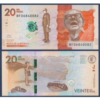Колумбия, 20000 песо 2022 г, P-461 (BF, президент Альфонсо Лопес Микельсен), UNC