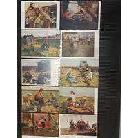 Открытки Картины из серии Соцарт  Целина . Лот из 10шт.