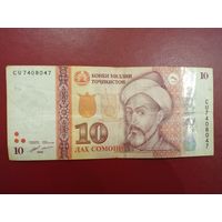 Таджикистан. 10 сомони 2018 года. Радар: CU7408047