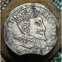Монета 3 гроша 1596 года  Рига, Сигизмунд lll Ваза.