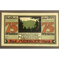 Нотгельд 75 пфеннигов 1921 год. Бад-Зудероде, Гарц. Веймарская республика