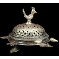 Шикарная Шкатулочка Поднос с крышкой Конфетница Черепаха с птичкой Бронза Индия