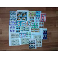 Квартблоки(25) чистых марок СССР с цветными типографскими метками на полях и номерами