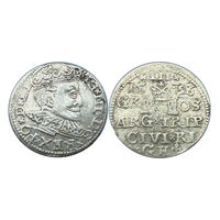 Трояк (3 гроша) 1596 года Рига Сигизмунд III Ваза