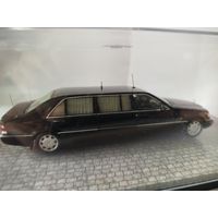 Лимузин Мерседес Бенц Mercedes Benz S500 Pullman Guard (W140) (Первый президент России Борис Ельцин) 1997 DIP 1:43