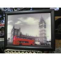 Лондон. Линзовидная 3D картина в деревянной раме 45х35 см.