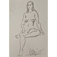 "Обнажённая сидящая" набросок а4