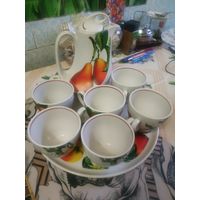 Набор. Графин и 6 чайных чашек. Клеймо.