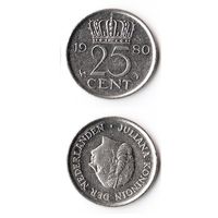 25 центов Нидерланды 1980 года
