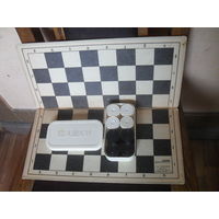 Шашки и двухсторонняя доска (картон).