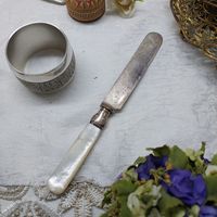 Нож с перламутровой ручкой, часть ручки - СЕРЕБРО Клейма