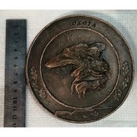 Барельеф "Гончая. Охота". Омеднённый алюминий, качественное литьё, СССР.