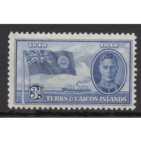 Теркс и Кайкос 1948 ** 100 лет отделения от Багамских островов, марка из серии (Mi 138), Британские колонии