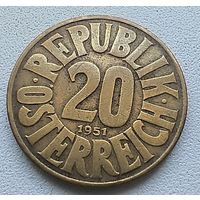 Австрия 20 Грошей, 1951.  5-5-16
