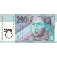Словакия 200 крон образца 2000 года UNC p37 миллениум