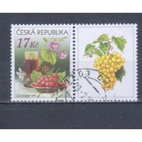 [1386] Чехия 2008. Флора.Плоды.Виноделие.Виноград на почтовых марках. Гашеная марка с купоном.
