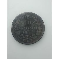 Италия 10 чентезимо 1893 года .   BI